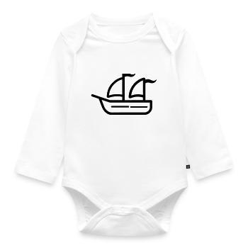 Pirate ship - Organic Longsleeve Baby Bodysuit - white - Front