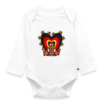 Deutschland Bären mit Herz und Blumen. - Baby Bio-Langarm-Body - Weiß - Vorne