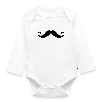 Schnurrbart - Baby Bio-Langarm-Body - Weiß - Vorne