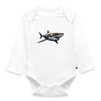 Great white shark - Organic Longsleeve Baby Bodysuit - white - Front