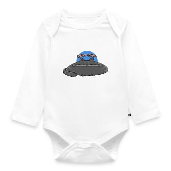 Flat Cat - Organic Longsleeve Baby Bodysuit - white - Front