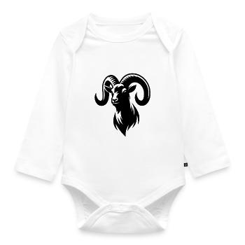 billy goat with huge horns - Organic Longsleeve Baby Bodysuit - white - Front