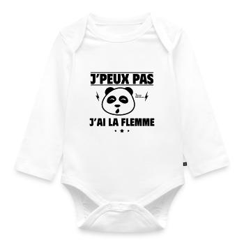 j peux pas j ai la flemme - Body Bébé bio manches longues - blanc - Devant