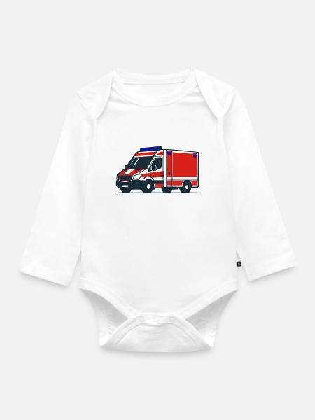 Krankenwagen - Baby Bio-Langarm-Body - Weiß