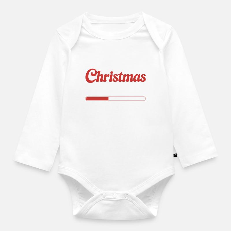 Christmas is loading ... - Organic Longsleeve Baby Bodysuit - white