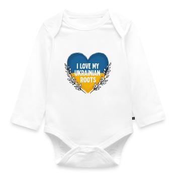 Amour ukrainien - Coeur et drapeau - Body Bébé bio manches longues - blanc - Devant