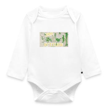 Peinture abstraite zen attitude, vert, bouddhisme - Body Bébé bio manches longues - blanc - Devant