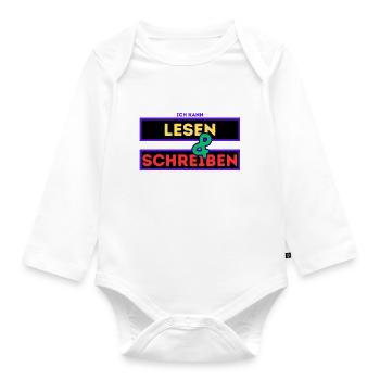 Read and write - Organic Longsleeve Baby Bodysuit - white - Front