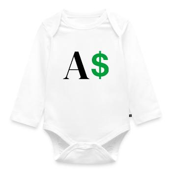 Dollar-Buchstabe - Baby Bio-Langarm-Body - Weiß - Vorne