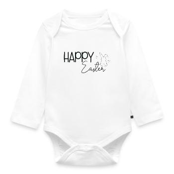 Happy Easter 🐰🌸 - Baby Bio-Langarm-Body - Weiß - Vorne
