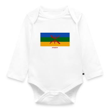 Amazigh Mon Origine Maroc Algeria Rif Souss Kabyle - Organic Longsleeve Baby Bodysuit - white - Front