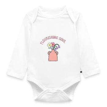 Bouquet in Vase - Blossoming Beauty - Organic Longsleeve Baby Bodysuit - white - Front