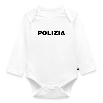 Police On – Lustiges T-Shirt mit Textmotiv - Baby Bio-Langarm-Body - Weiß - Vorne