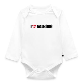 I love Aalborg Denmark - Organic Longsleeve Baby Bodysuit - white - Front