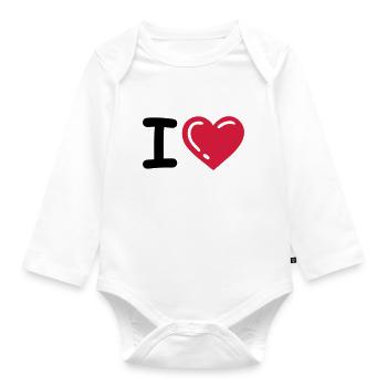 I heart / I love 04.0 - Organic Longsleeve Baby Bodysuit - white - Front