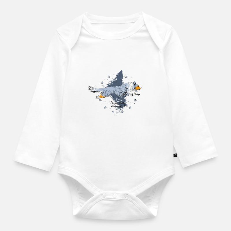 Aussie, blue merle - Baby Bio-Langarm-Body - Weiß