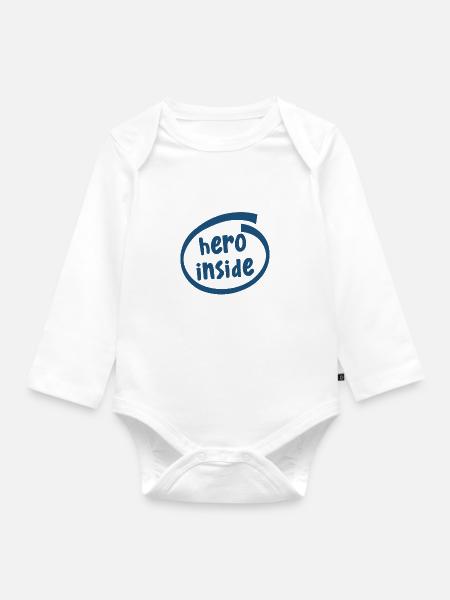 hero inside (1802C) - Baby Bio-Langarm-Body - Weiß