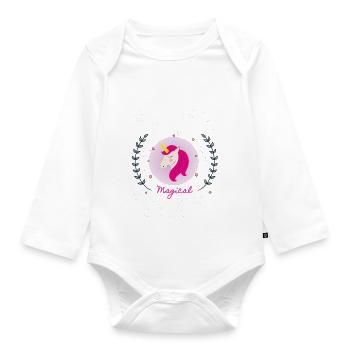 Magic Unicorn - Organic Longsleeve Baby Bodysuit - white - Front