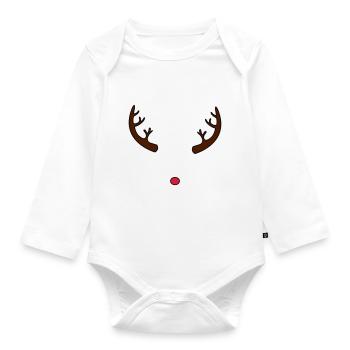 les cornes et le nez de renne Rudolph - Body Bébé bio manches longues - blanc - Devant