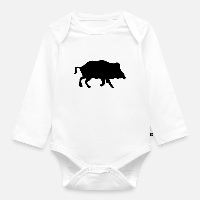 cochon sauvage - Body Bébé bio manches longues - blanc