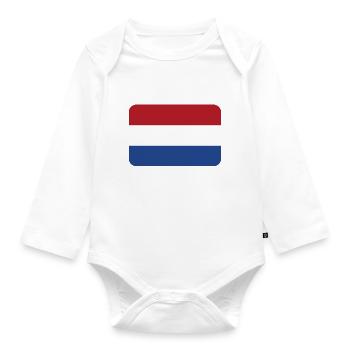 NETHERLANDS FLAG round corner 400 dpi - Body Bébé bio manches longues - blanc - Devant