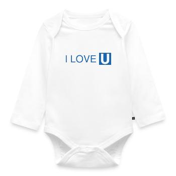 I Love Subway Blue Gift Idea - Organic Longsleeve Baby Bodysuit - white - Front
