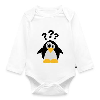Dummer Pinguin - Baby Bio-Langarm-Body - Weiß - Vorne
