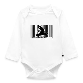 snowscoot code barre1 - Organic Longsleeve Baby Bodysuit - white - Front