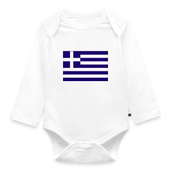 Griechenland Fahne Flagge - Baby Bio-Langarm-Body - Weiß - Vorne