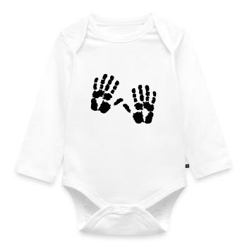 Handprint hand - Organic Longsleeve Baby Bodysuit - white - Front