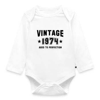 VINTAGE 1974 - Birthday - Aged To Perfection - Baby Bio-Langarm-Body - Weiß - Vorne