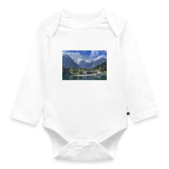 Mountain view - Organic Longsleeve Baby Bodysuit - white - Front