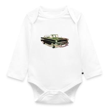 vintage car - Organic Longsleeve Baby Bodysuit - white - Front