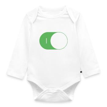 On/Off Switch ON/OFF - Organic Longsleeve Baby Bodysuit - white - Front