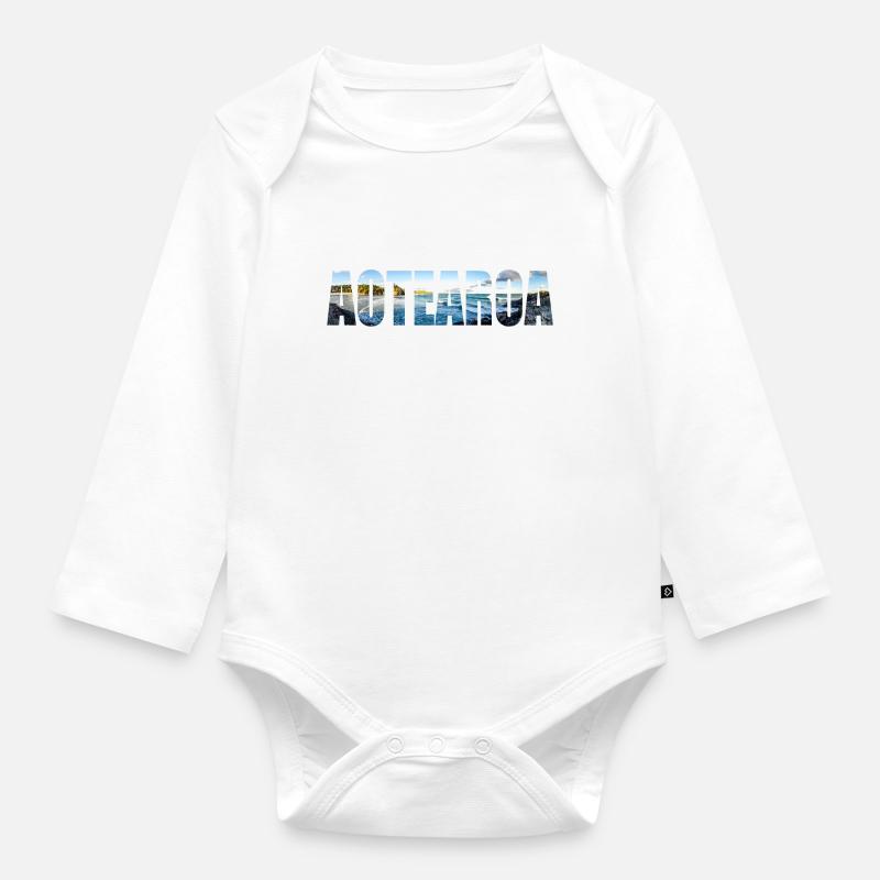 Idée cadeau de la Nouvelle-Zélande Backpacker Work & Travel - Body Bébé bio manches longues - blanc