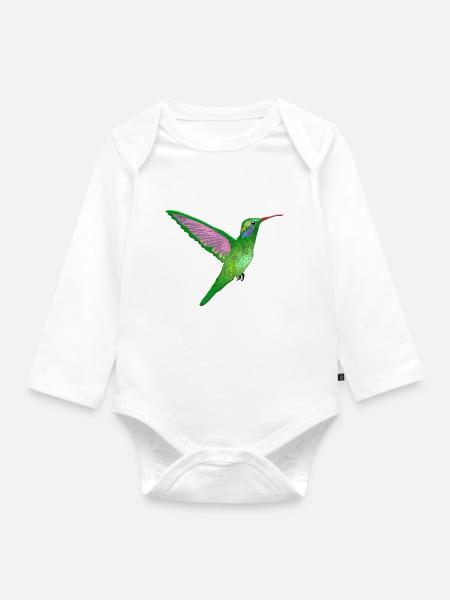 Kolibri - Baby Bio-Langarm-Body - Weiß