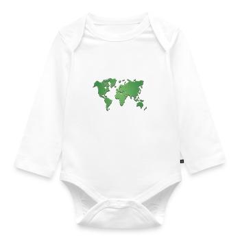 World world map - Organic Longsleeve Baby Bodysuit - white - Front