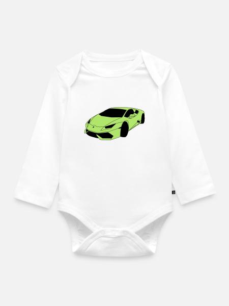 Lambo Sportwagen - Baby Bio-Langarm-Body - Weiß