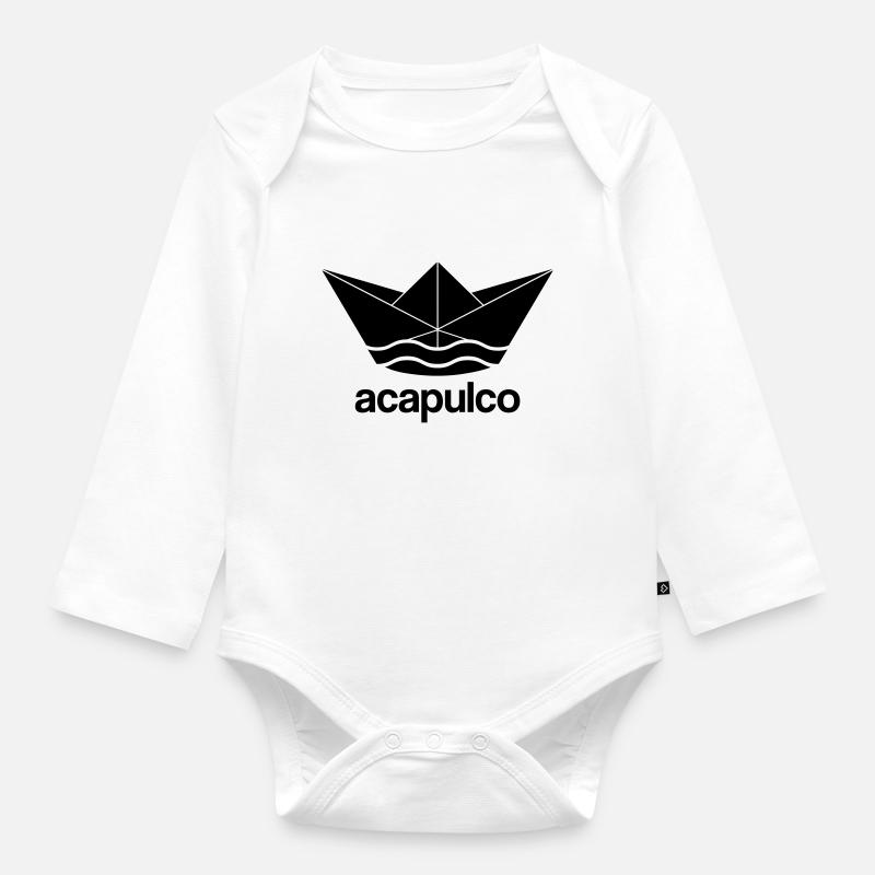 Acapulco cool conception de bateau en papier Mexique Méjico - Body Bébé bio manches longues - blanc