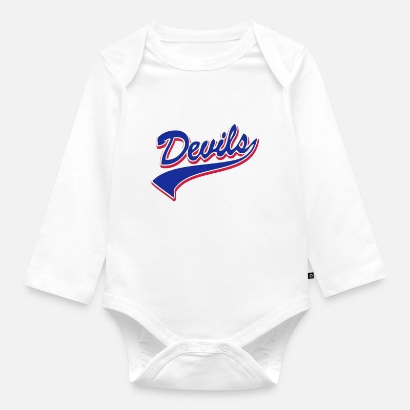 Devils Script Original - Organic Longsleeve Baby Bodysuit - white