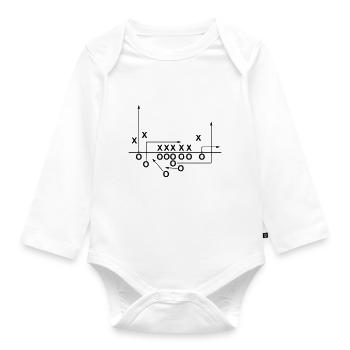 American Football Play Play Huddle Formation - Organic Longsleeve Baby Bodysuit - white - Front