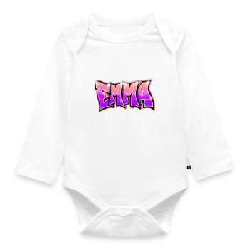 Graffiti Name EMMA Pink - Body Bébé bio manches longues - blanc - Devant