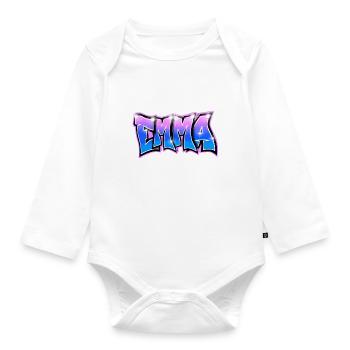 Graffiti Name Emma Pink Blue - Body Bébé bio manches longues - blanc - Devant