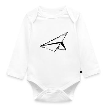 paper airplane - Organic Longsleeve Baby Bodysuit - white - Front