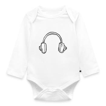 Headphones - Music, Listen, Headphones, Speakers - Organic Longsleeve Baby Bodysuit - white - Front