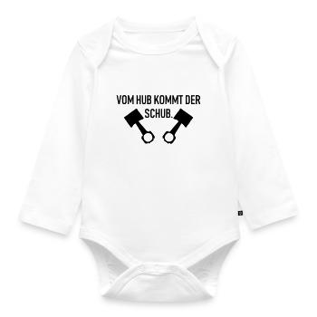 Vom Hub kommt der Schub Geschenkidee - Baby Bio-Langarm-Body - Weiß - Vorne