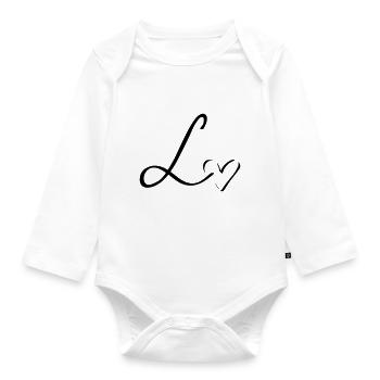 Letter L Initial book days - Organic Longsleeve Baby Bodysuit - white - Front