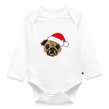 Weihnachten Mops - Baby Bio-Langarm-Body - Weiß - Vorne