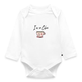 I'm so chai shy / gift idea - Organic Longsleeve Baby Bodysuit - white - Front