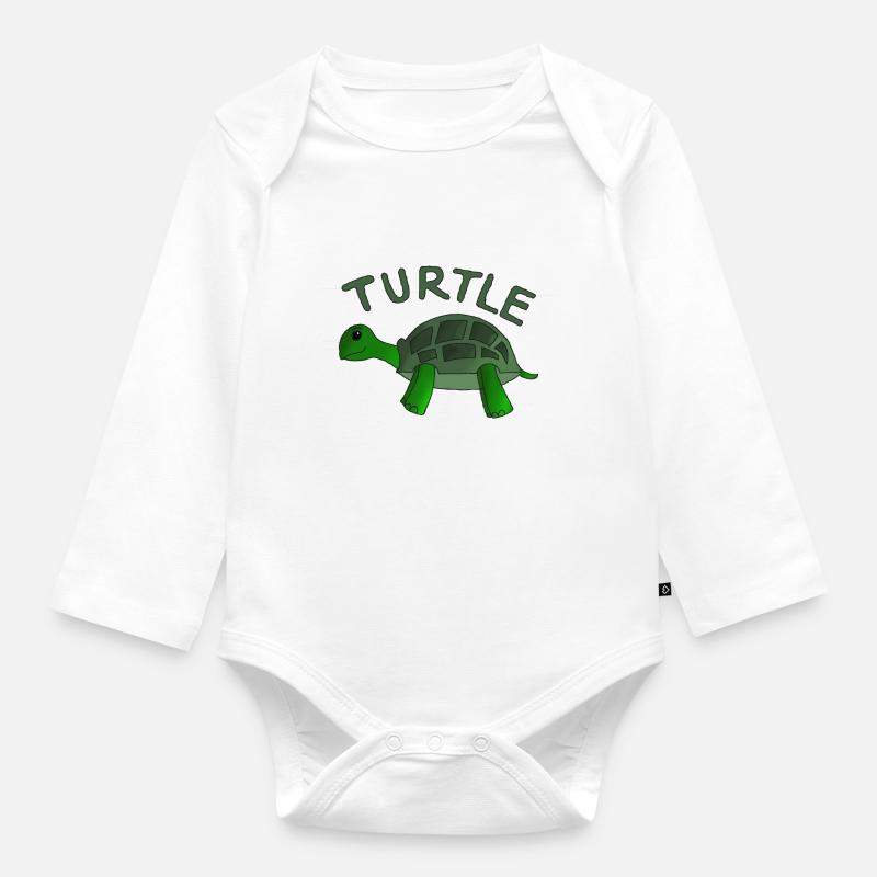 Turtle - Baby Bio-Langarm-Body - Weiß